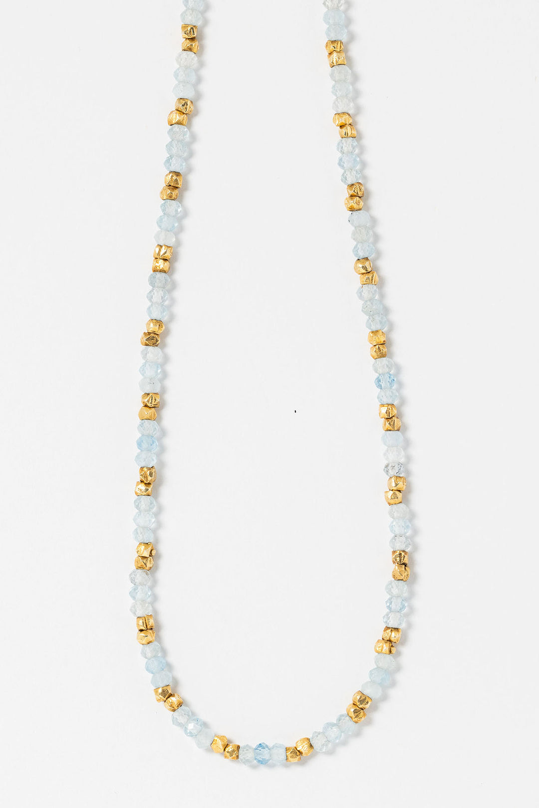 Aquamarine and gold beaded necklace by Alison Jefferies for J'Adorn Designs jewelry