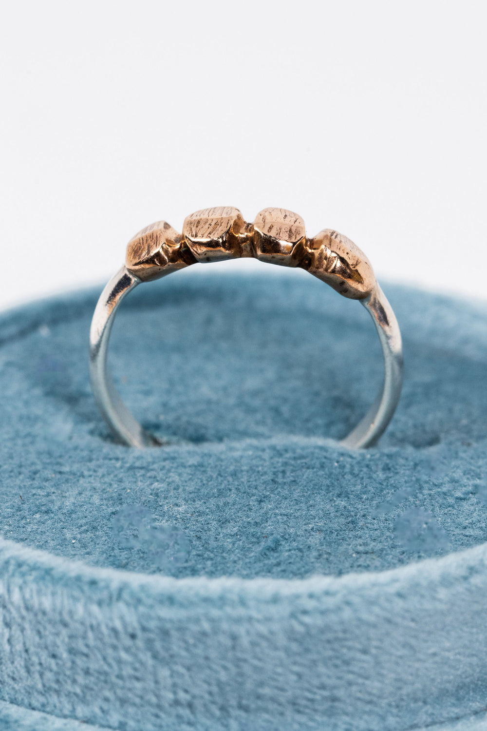 Bronze and Silver Pebble Ring, mixed metal stacking ring by jewelry designer Alison Jefferies for J'Adorn Designs