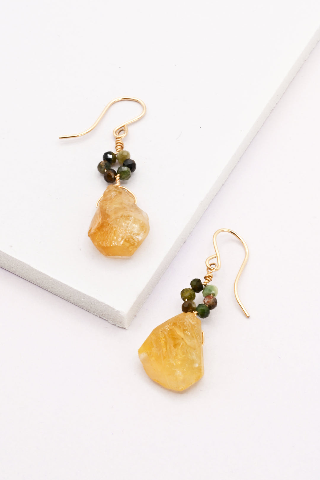 Daisy Drop Earrings with Citrine & Tourmaline