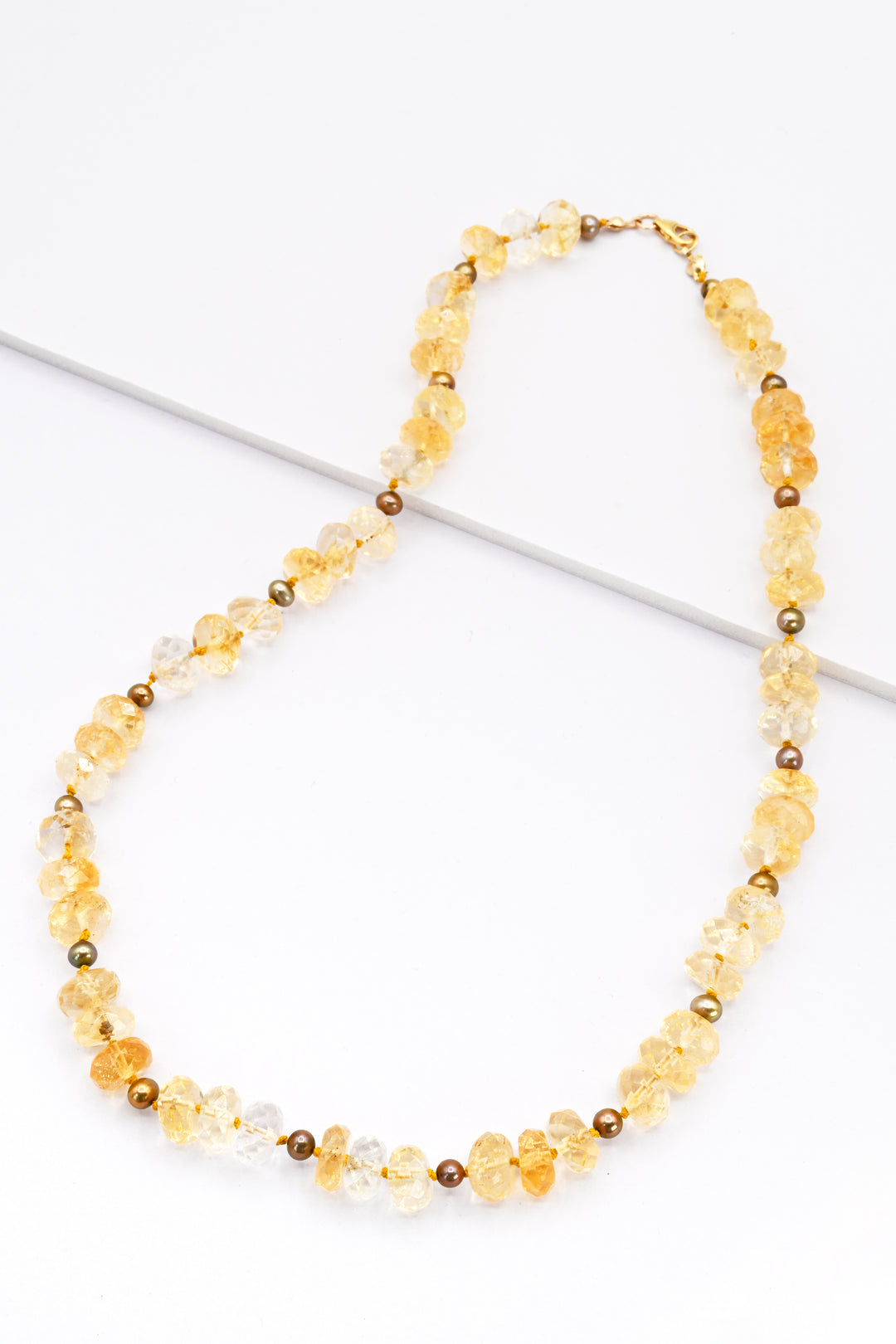 Citrine & Green Pearl Beaded Necklace