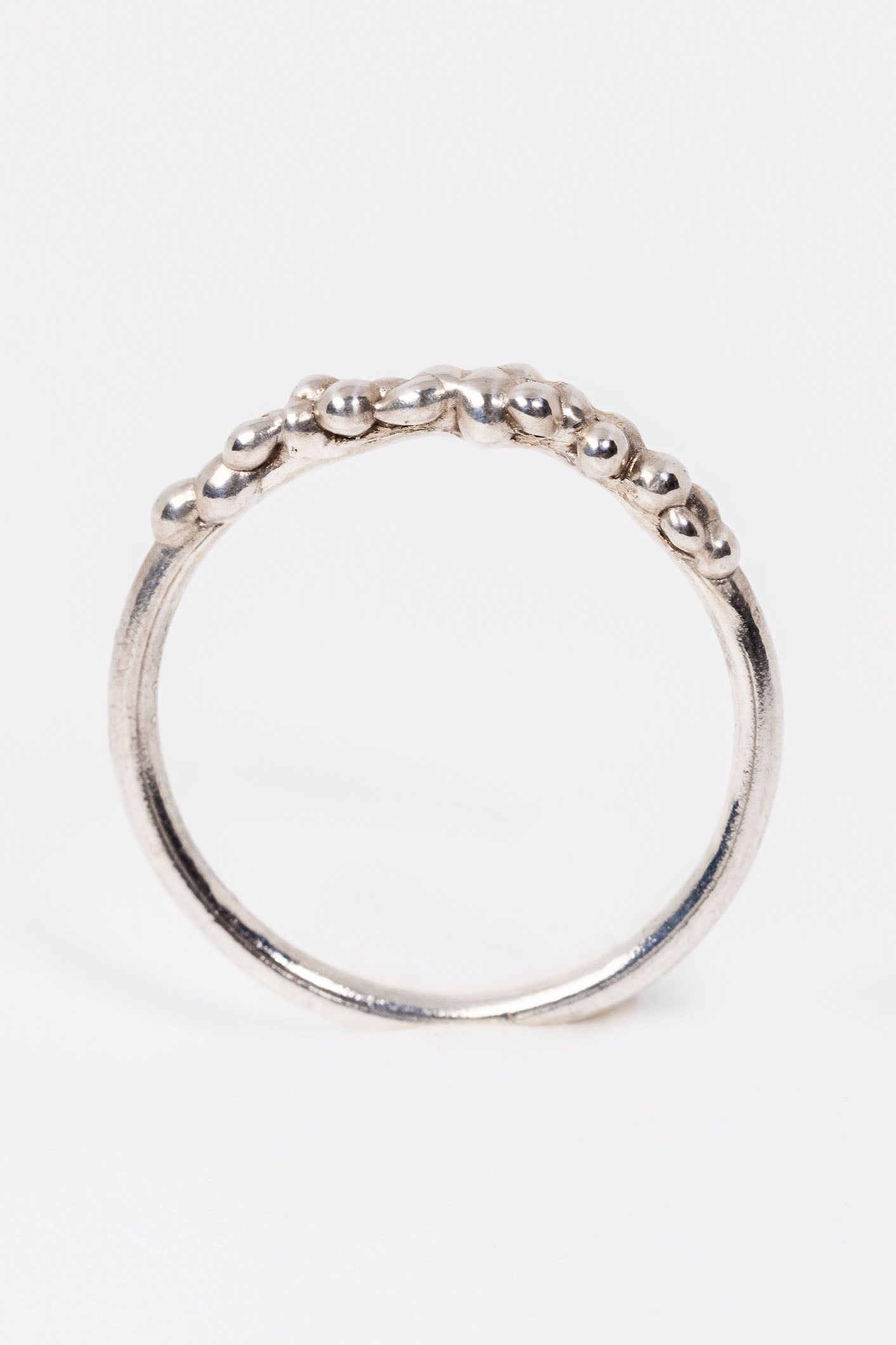 SilverBubbleBandStackingRingSi