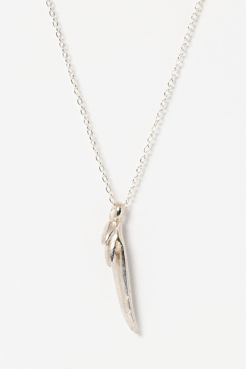 Tiny silver aloe pendant necklace; natural pendant cast directly from an aloe plant, by Alison Jefferies for J'Adorn Designs