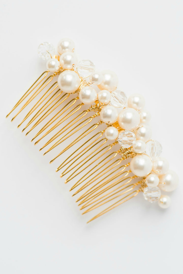 Classic pearl bridal comb, traditional wedding jewelry by J'Adorn Designs