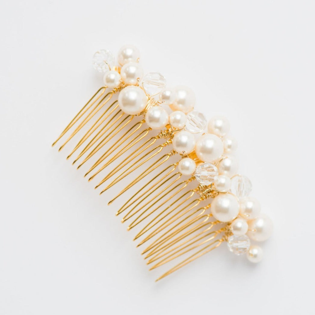 Classic pearl bridal comb, traditional wedding jewelry by J'Adorn Designs