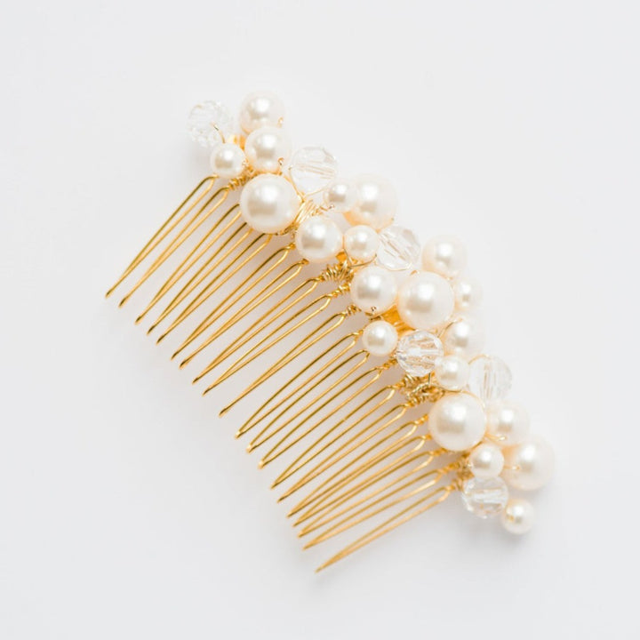 Classic pearl bridal comb, traditional wedding jewelry by J'Adorn Designs