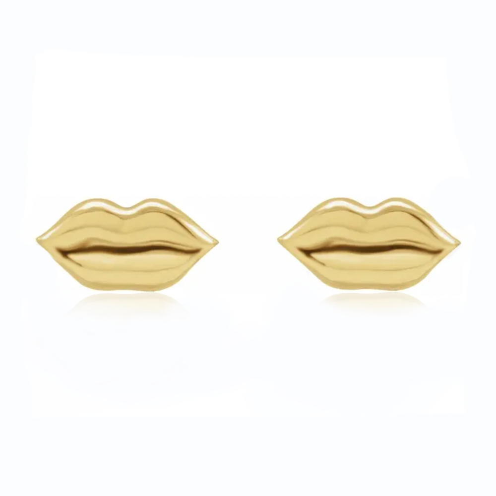 14k gold lips stud earrings by Alison Jefferies, jewelry artisan at J'Adorn Designs custom jewelry