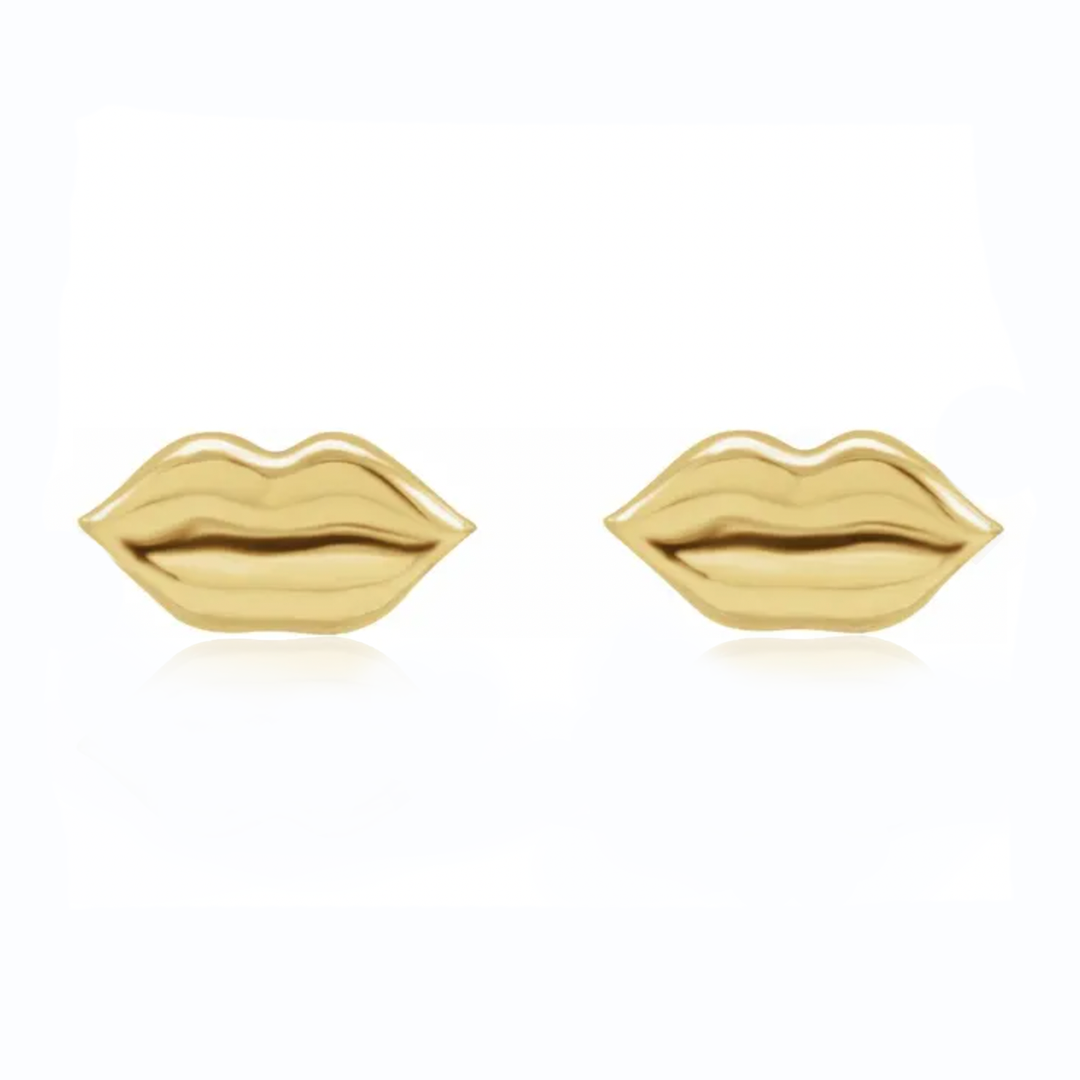 14k gold lips stud earrings by Alison Jefferies, jewelry artisan at J'Adorn Designs custom jewelry