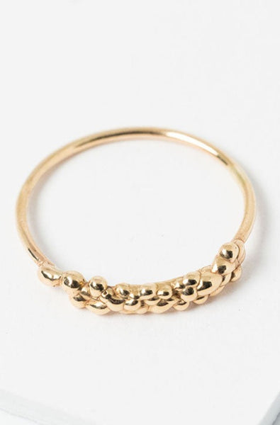 14k gold stacking ring with organic bubble texture made by Alison Jefferies for J'Adorn Designs