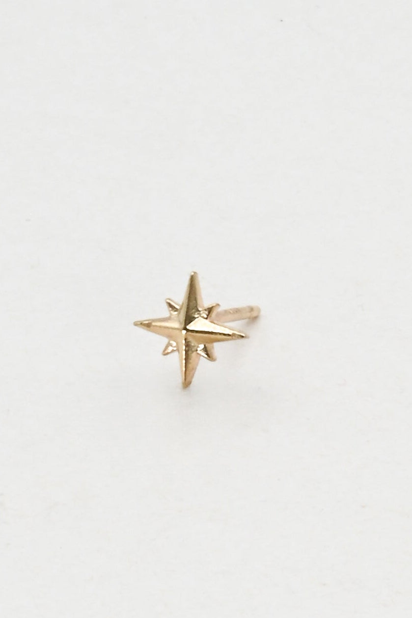 14k gold celestial star post earring by J'Adorn Designs