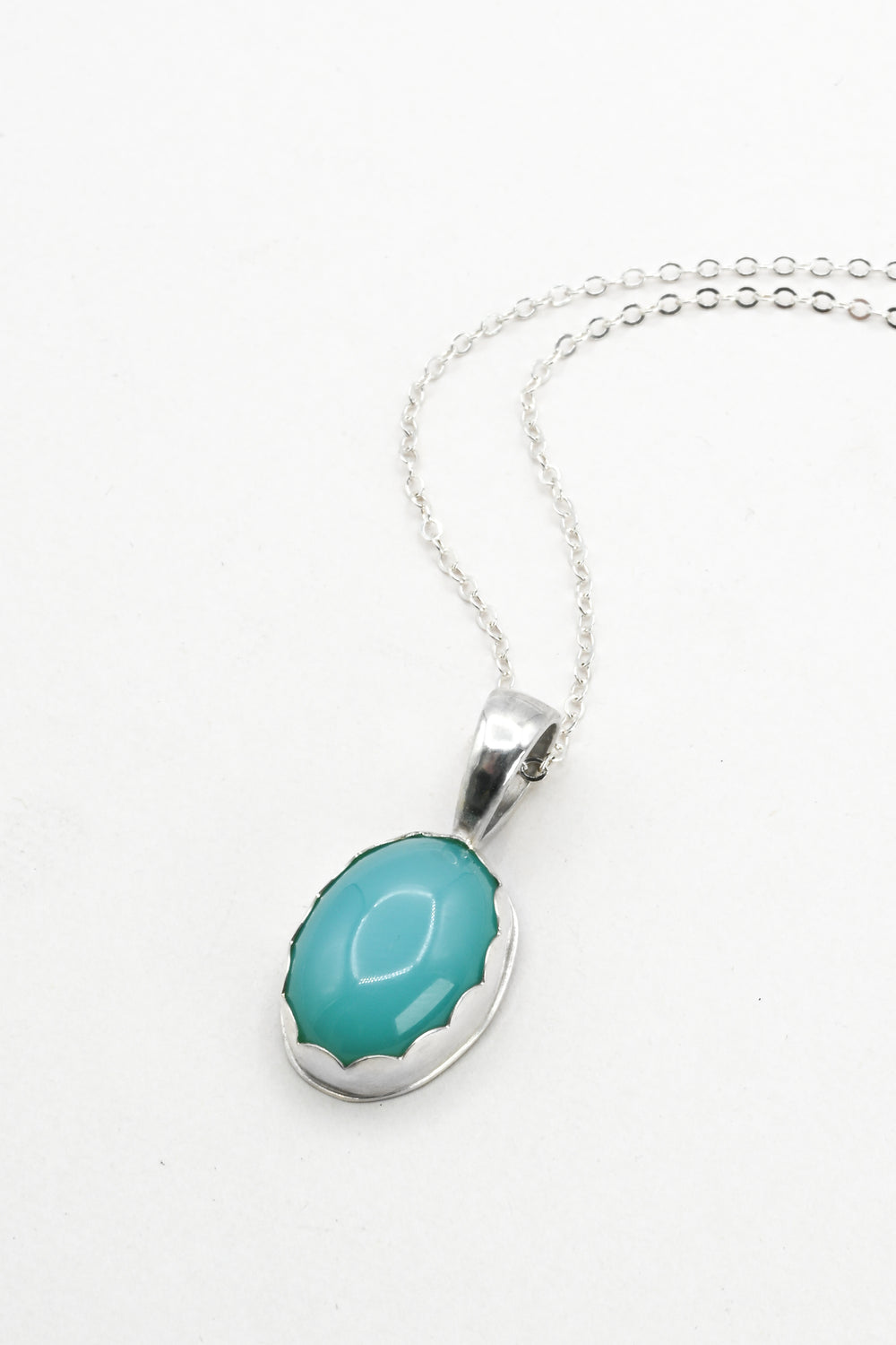 Turquoise aquaprase pendant on a sterling silver chain