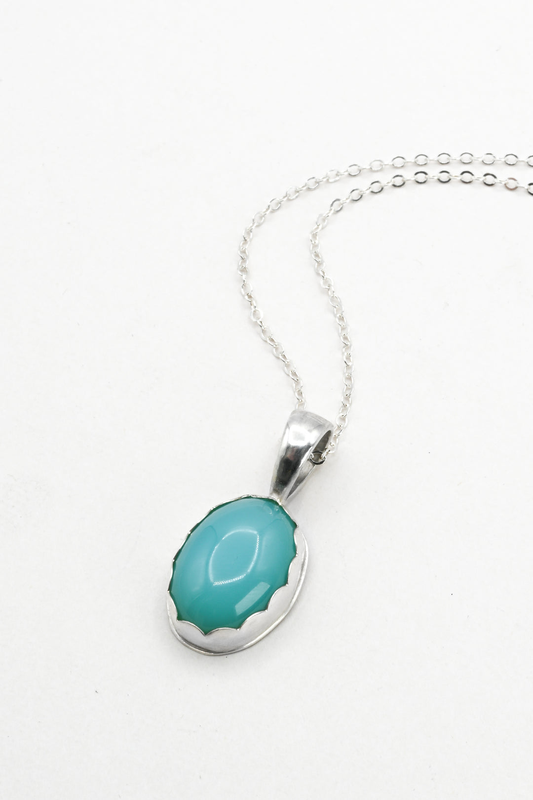 Turquoise aquaprase pendant on a sterling silver chain