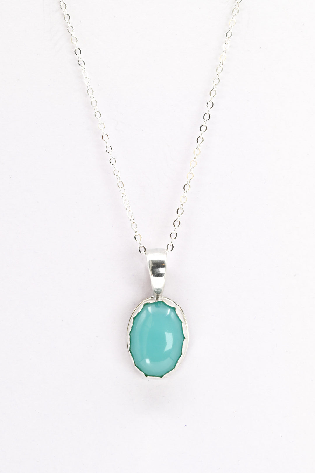 Aquaprase pendant necklace on a sterling silver chain