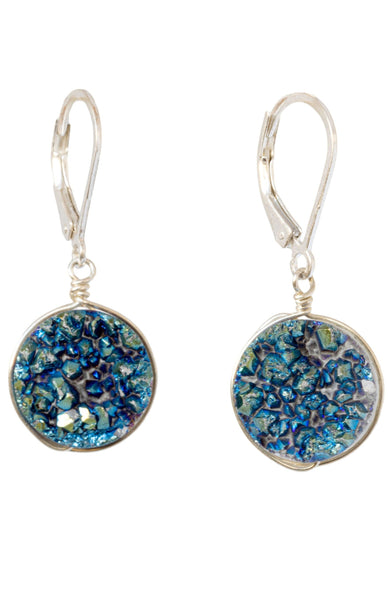 Teal druzy drop earrings in sterling silver by J'Adorn Designs jewelry designer Alison Jeffieries