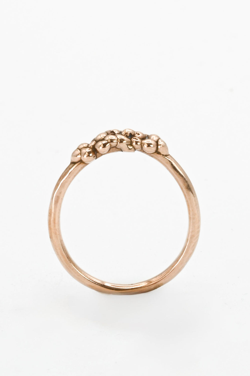 Side view of bronze cast "bubble band" stacking ring by J'Adorn Designs