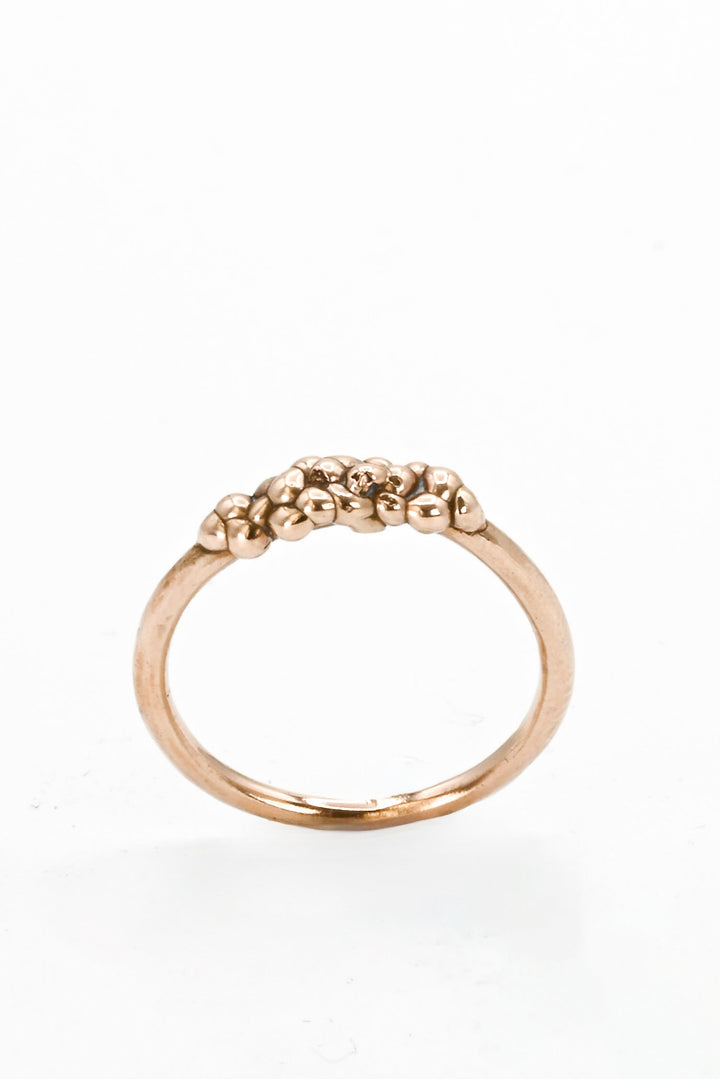 Top view of bronze cast "bubble band" stacking ring by J'Adorn Designs