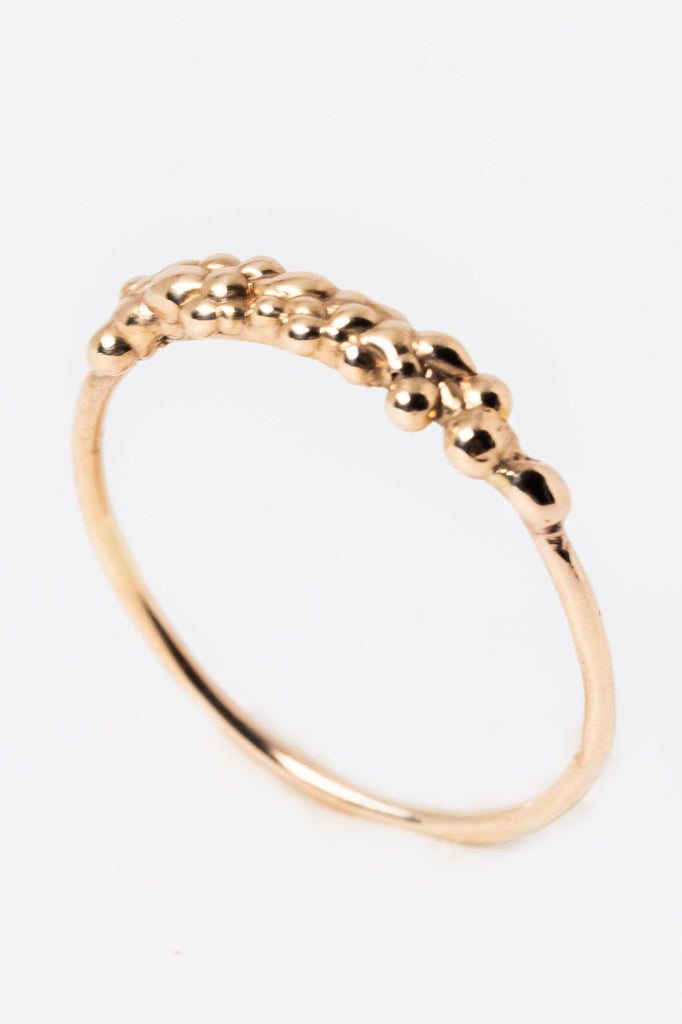 14k yellow gold stacking ring with organic textured top by Alison Jefferies for J'Adorn Designs jewelry