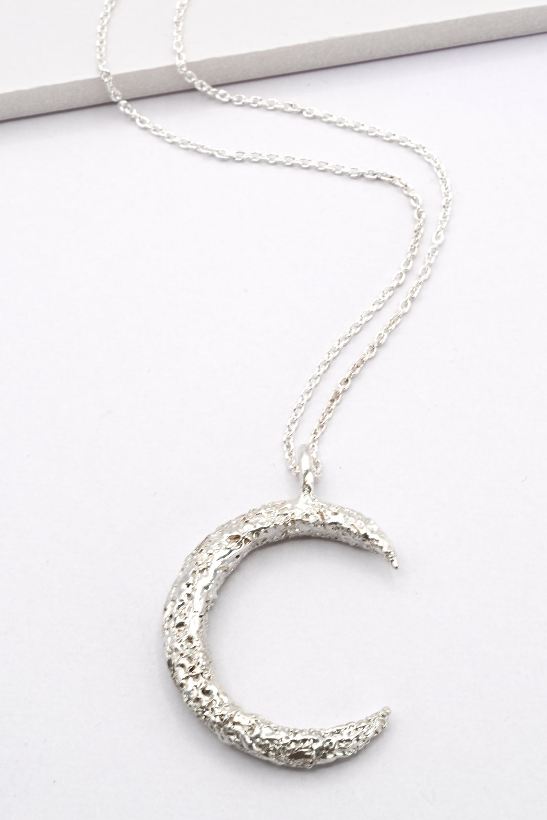Large Silver Moon Pendant Necklace