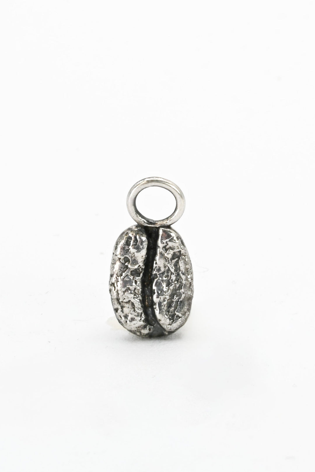 Oxidized cast sterling silver coffee bean charm