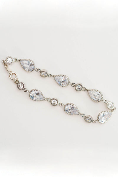 Posh bridal bracelet, pear shaped crystal and silver wedding bracelet by J'Adorn Designs wedding jewelry made in Maryland