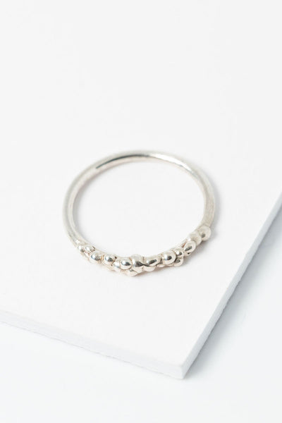 Sterling silver bubble band, textured stacking ring in silver by Alison Jefferies for J'Adorn Designs jewelry