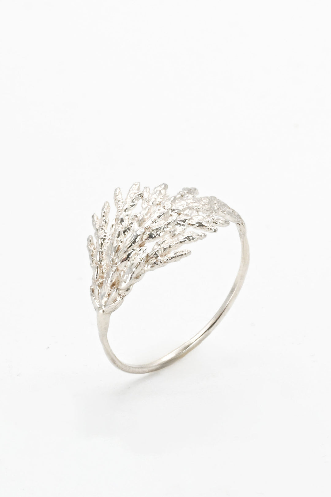 Cast silver evergreen leaf ring by J'Adorn Designs