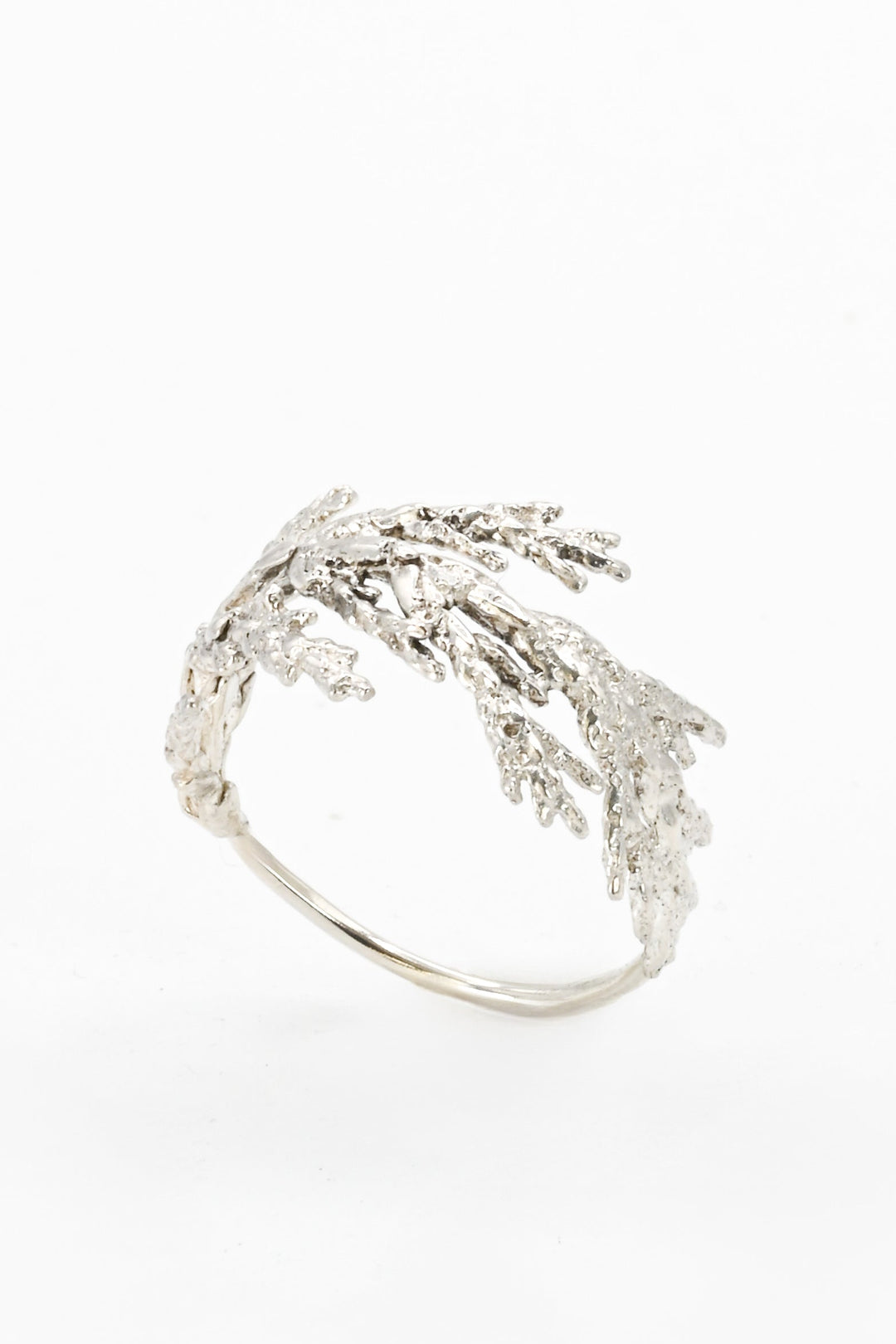 Cast silver evergreen leaf ring by J'Adorn Designs