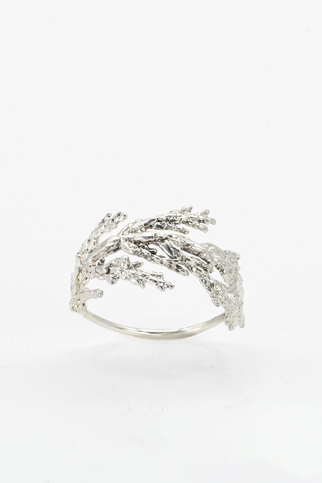 Cast silver evergreen leaf ring by J'Adorn Designs
