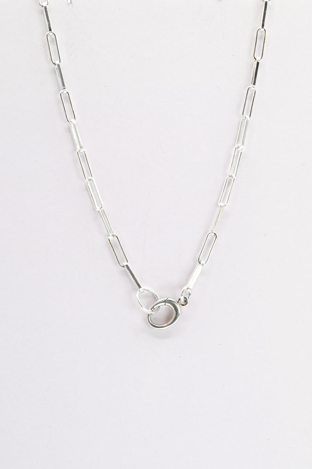 Silver Paperclip Chain with Charm Holder Clasp