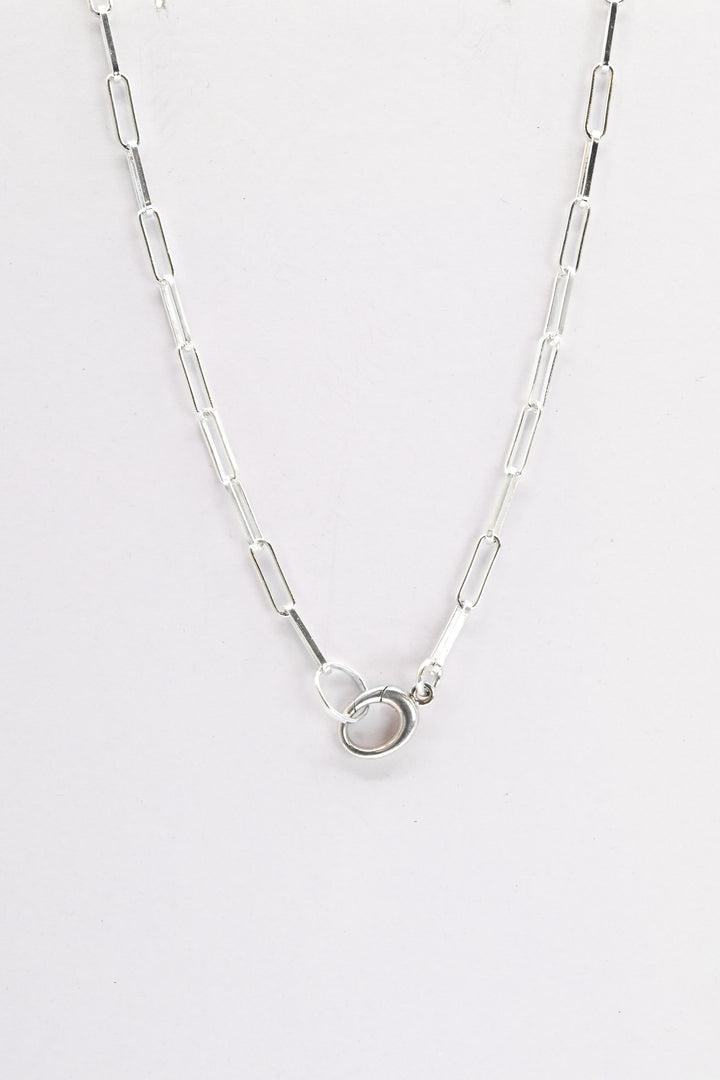 Silver Paperclip Chain with Charm Holder Clasp