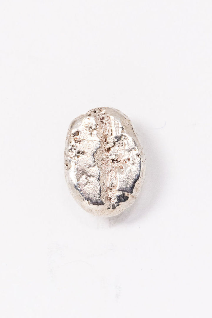 Sterling silver coffee bean stud earring; single post earring for mix and match style and gender inclusive fashion.