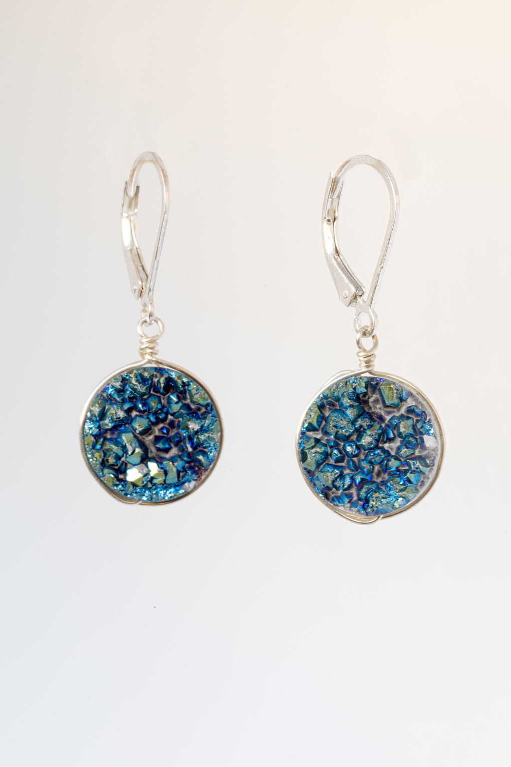 Teal druzy drop earrings in sterling silver by J'Adorn Designs jewelry designer Alison Jeffieries