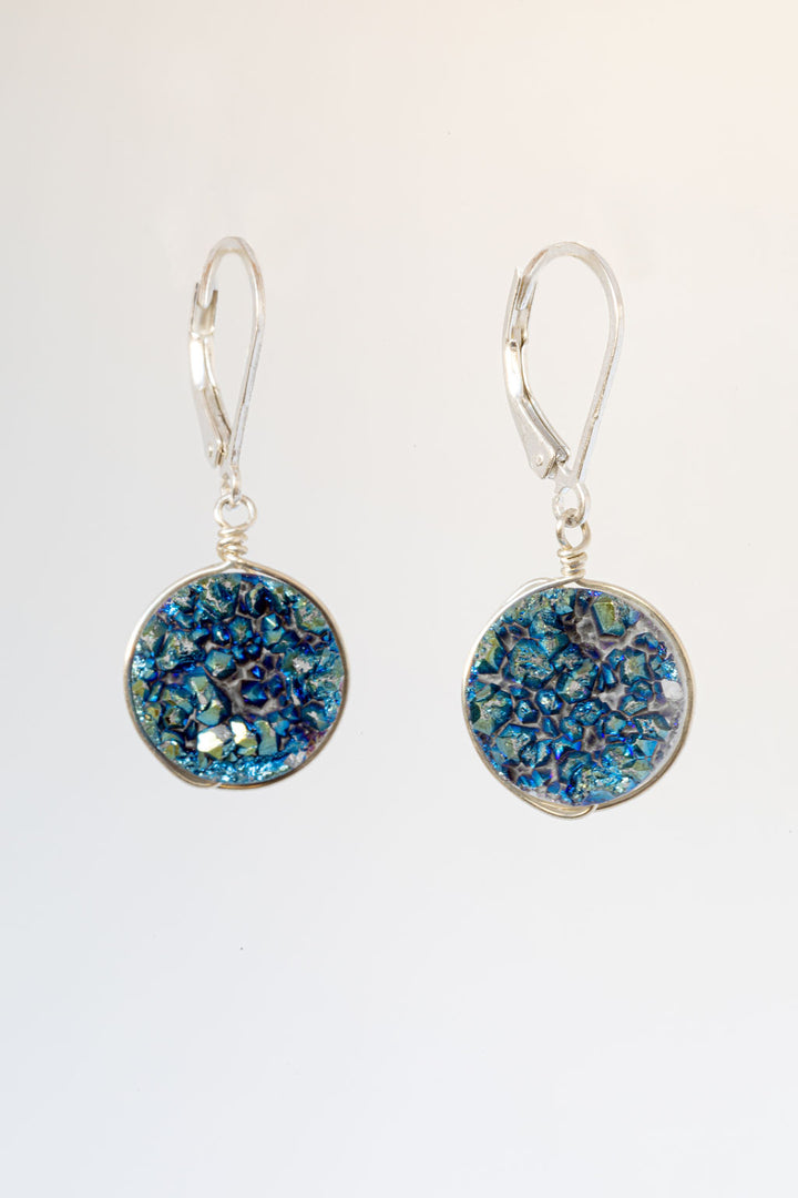 Teal druzy drop earrings in sterling silver by J'Adorn Designs jewelry designer Alison Jeffieries