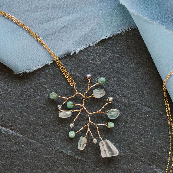 New Leaf Gemstone Branch Necklace