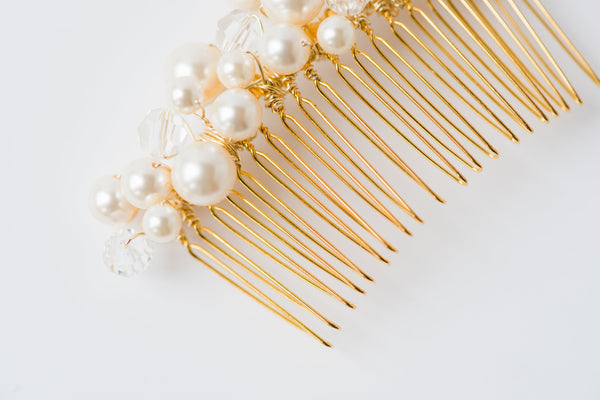 Classic pearl bridal comb, traditional wedding jewelry by J'Adorn Designs