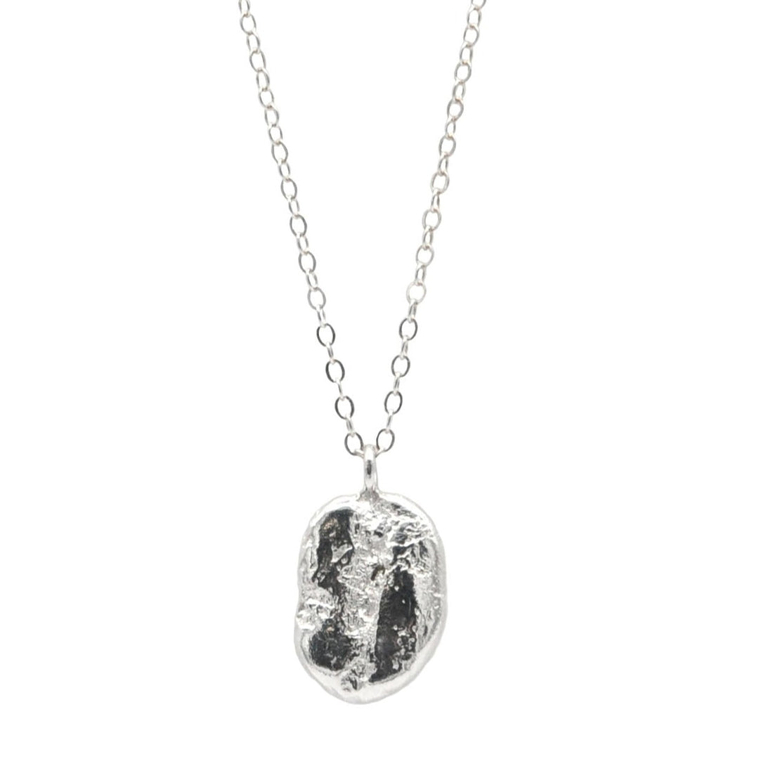 Coffee Bean Necklace in Silver