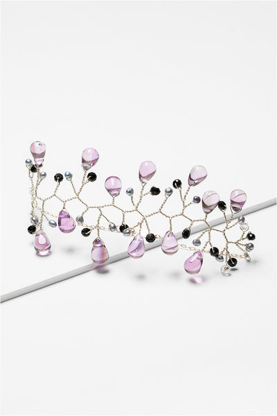 Lightweight sterling silver vine cuff style bracelet with amethyst, freshwater pearls, and black spinel gemstones. Turn it into a jewelry set by coordinating with matching branch earrings, pictured. Handcrafted nature inspired jewelry by J'Adorn Designs artisan Alison Jefferies