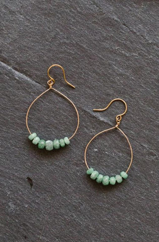 Gold Hoop Earrings with Emeralds