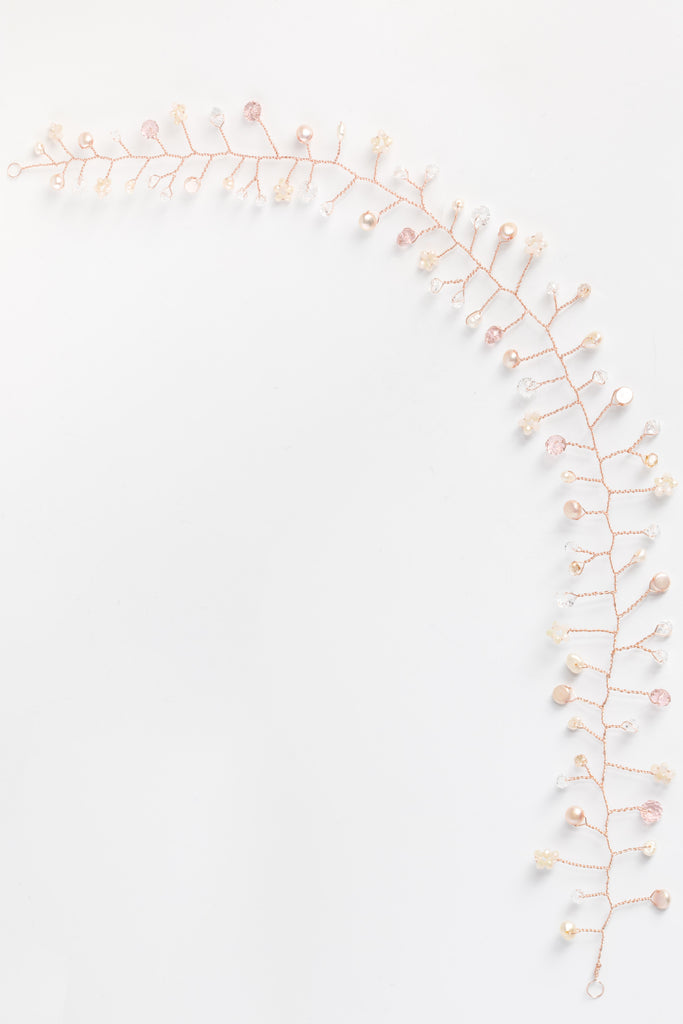 Wedding Necklace Pearl Rose Gold Y Bridal VINE LEAF BACKDROP 